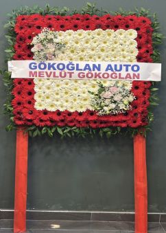 Pano çelenk kırmızı beyaz gerberalı 